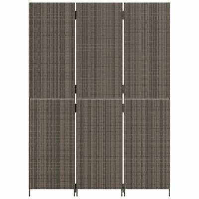 vidaXL Room Divider 3 Panels Grey Poly Rattan