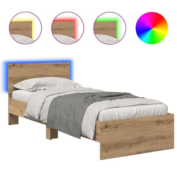 vidaXL Bed Frame Artisan Oak 75 x 190 cm Engineered Wood