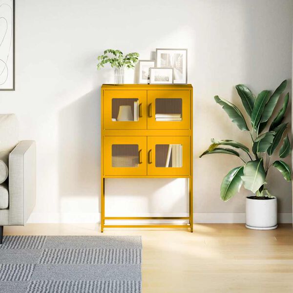 vidaXL Highboard Mustard Yellow 68x39x107 cm Steel