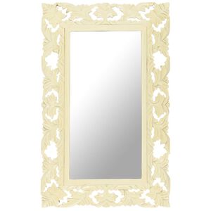 vidaXL Hand Carved Mirror White 80x50 cm Solid Mango Wood