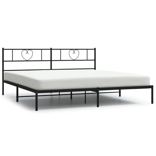 vidaXL Metal Bed Frame without Mattress with Headboard Black 200x200cm