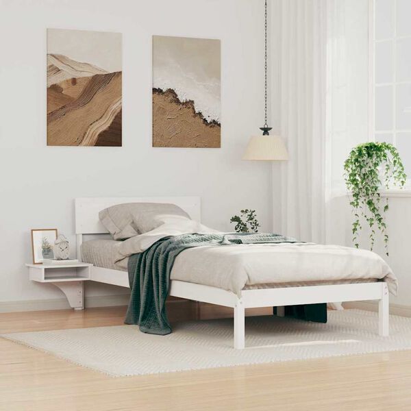 vidaXL Bed Frame with Headboard White 90 x 200 cm Solid Pine Wood