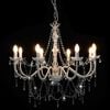 vidaXL Chandelier with Beads White 8 x E14 Bulbs