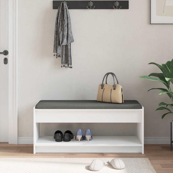 vidaXL Hall Bench White 103 x 38 x 45 cm Engineered Wood and Fabric