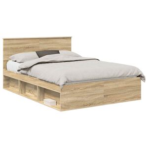 vidaXL Bed Frame with Headboard Sonoma 140 x 190 cm Engineered wood