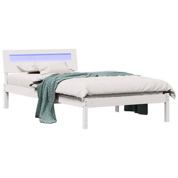 vidaXL Bed Frame with Headboard White 100 x 200 cm Solid Pine Wood