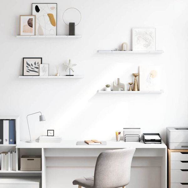 vidaXL Wall Shelf 4 pcs White Marble 80 x 9 x 3 cm Engineered Wood