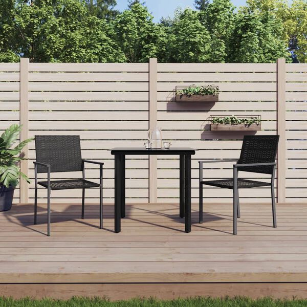 vidaXL 3 Piece Garden Dining Set Poly Rattan and Steel