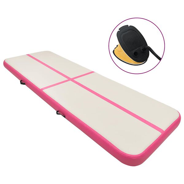 vidaXL Inflatable Gymnastics Mat with Pump 500x100x20 cm PVC Pink
