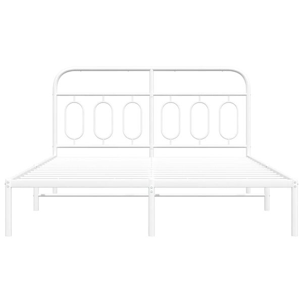 vidaXL Metal Bed Frame without Mattress with Headboard White 140x190cm