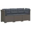vidaXL 3-Seater Garden Sofa with Cushions Rattan Look PP Light Grey