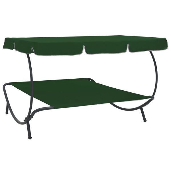 vidaXL Outdoor Lounge Bed with Canopy Green