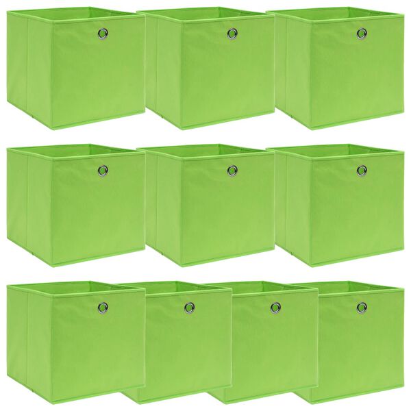 vidaXL Storage Boxes 10 pcs Green 32x32x32 cm Fabric