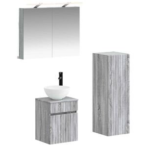 vidaXL Bathroom Furniture Set 4 pcs Grey Sonoma