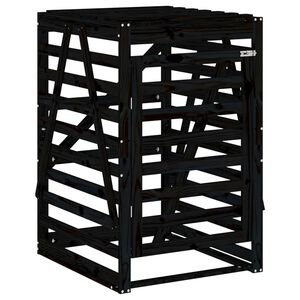 vidaXL Wheelie Bin Storage Black 84x90x128.5 cm Solid Wood Pine