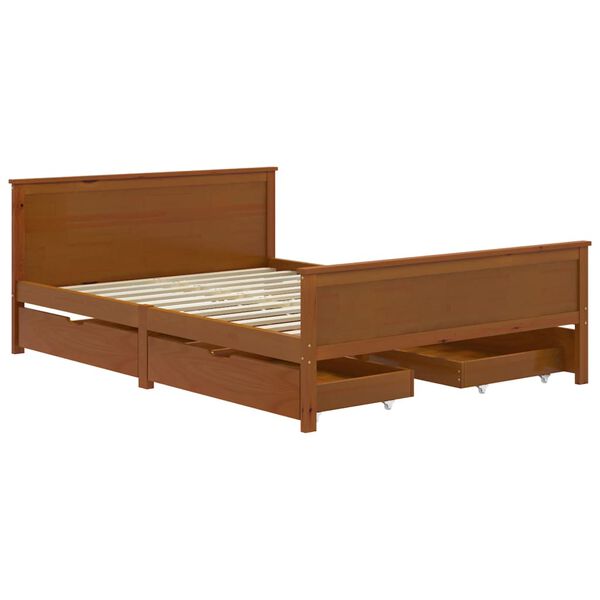 vidaXL Bed Frame without Mattress Honey Brown Solid Wood 140x200 cm