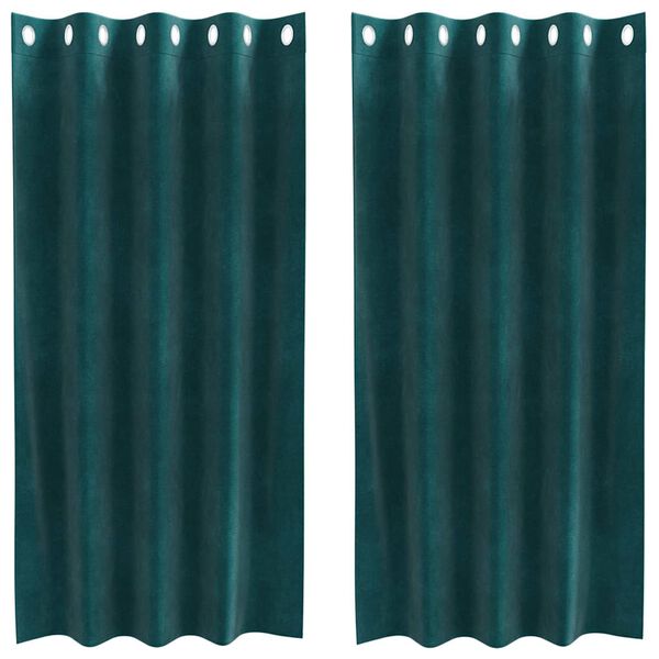 vidaXL Blackout Curtains 2 pcs Dark Green 140 x 175 cm Velvet