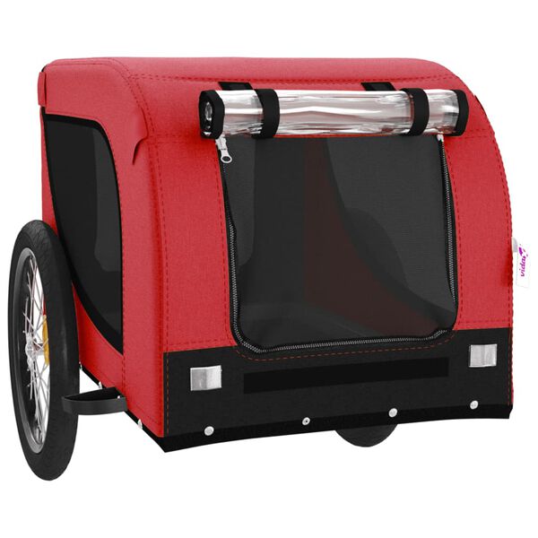 vidaXL Pet Bike Trailer Red and Black Oxford Fabric and Iron