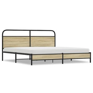 vidaXL Metal Bed Frame without Mattress Sonoma Oak 183x213 cm