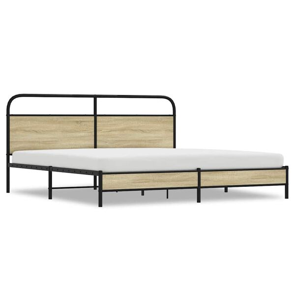 vidaXL Metal Bed Frame without Mattress Sonoma Oak 183x213 cm
