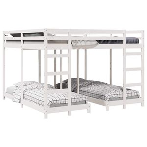vidaXL Triple Bunk Bed Frame White 200 x 200 cm Solid Pine Wood