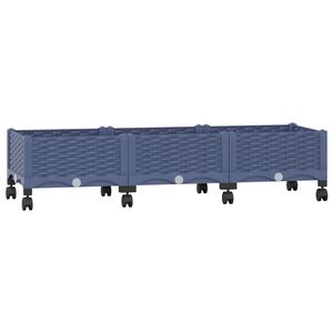 vidaXL Garden Planter with Wheels Blue Grey 120 x 40 x 33 cm PP