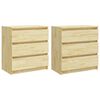 vidaXL Bedside Cabinet | Set of 2 | Natural | Solid Pinewood | Medium