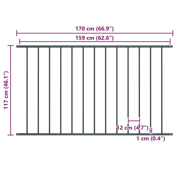 vidaXL Fence Panel Woerden Powder-coated Steel 1.7x1.17 m Anthracite