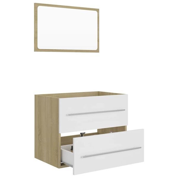 vidaXL 2 Piece Bathroom Furniture Set White and Sonoma Oak Engineered Wood