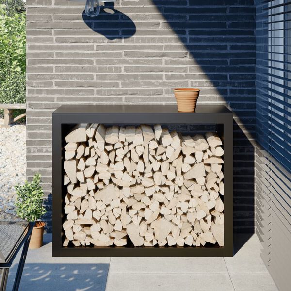 vidaXL Firewood Rack Black 100x40x80 cm Steel