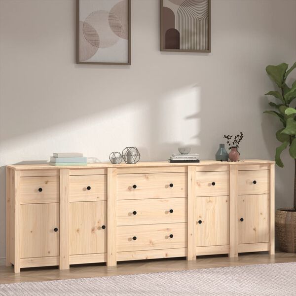 vidaXL Sideboard 230x35x80 cm Solid Wood Pine