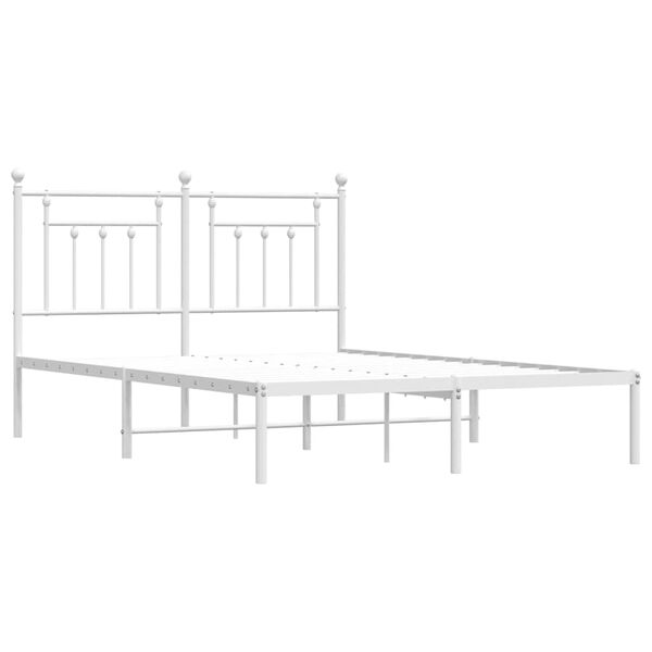 vidaXL Metal Bed Frame without Mattress with Headboard White 140x200cm