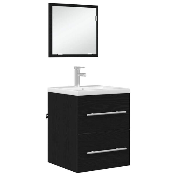 vidaXL Bathroom Furniture Set with Drawer Black 41 x 38.5 x 48 cm