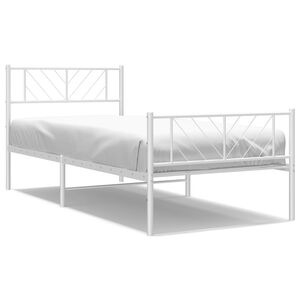 vidaXL Metal Bed Frame without Mattress with Footboard White 107x203cm