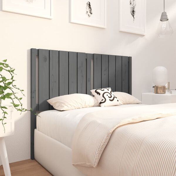 vidaXL Bed Headboard Grey 125.5x4x100 cm Solid Wood Pine