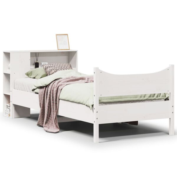 vidaXL Bed Frame without Mattress White 75x190 cm Small Single Solid Wood Pine
