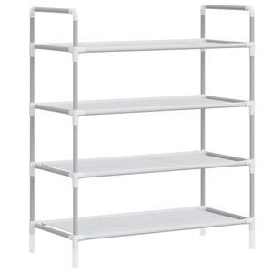 vidaXL Shoe Rack with 4 Shelves Metal and Non-woven Fabric Silver