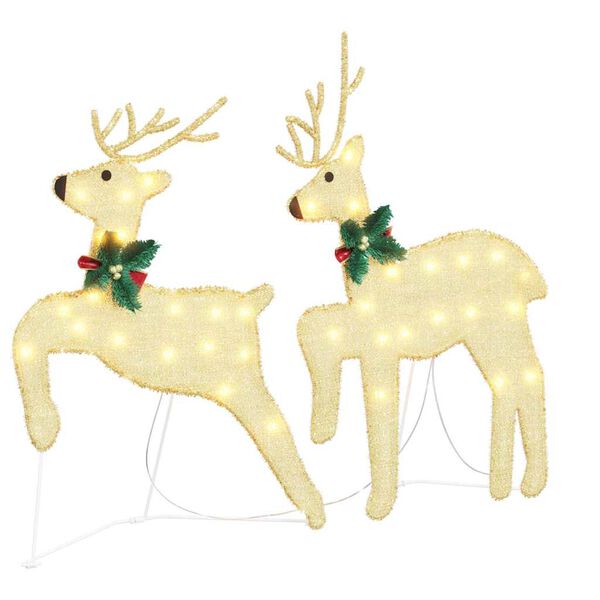 vidaXL LED Reindeers 5 pcs Gold Fabric