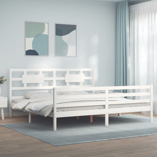 vidaXL Bed Frame without Mattress White 200x200 cm Solid Wood