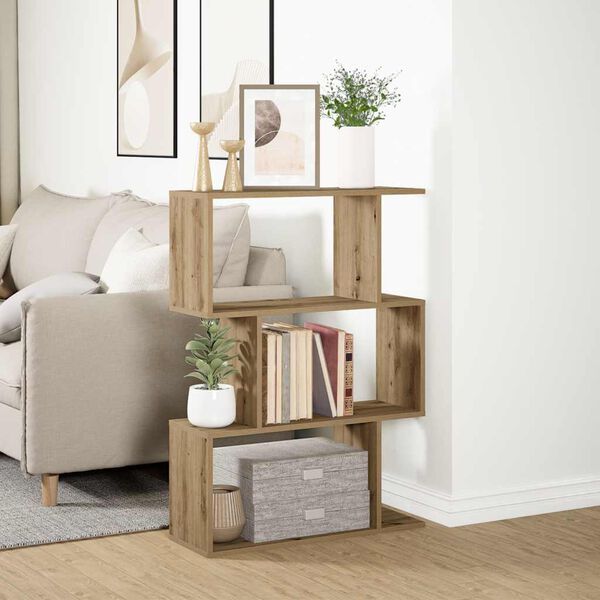 vidaXL Room Divider Bookcase 3-Tier Artisan Oak 70x24x97 cm Engineered Wood