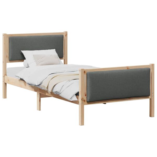 vidaXL Bed Frame with Headboard Dark Grey 90 x 190 cm Fabric