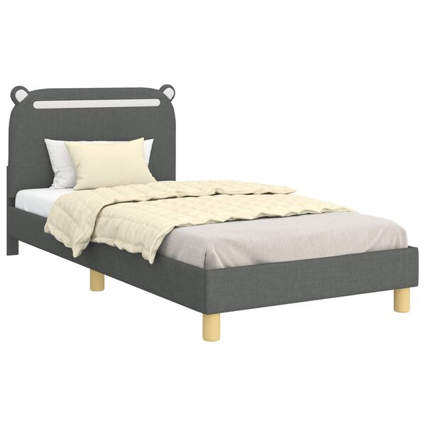 vidaXL Children's Bed Frame with Headboard Dark Grey 90 x 190 cm