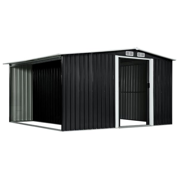 vidaXL Garden Shed with Sliding Doors Anthracite 329.5x312x178 cm Steel