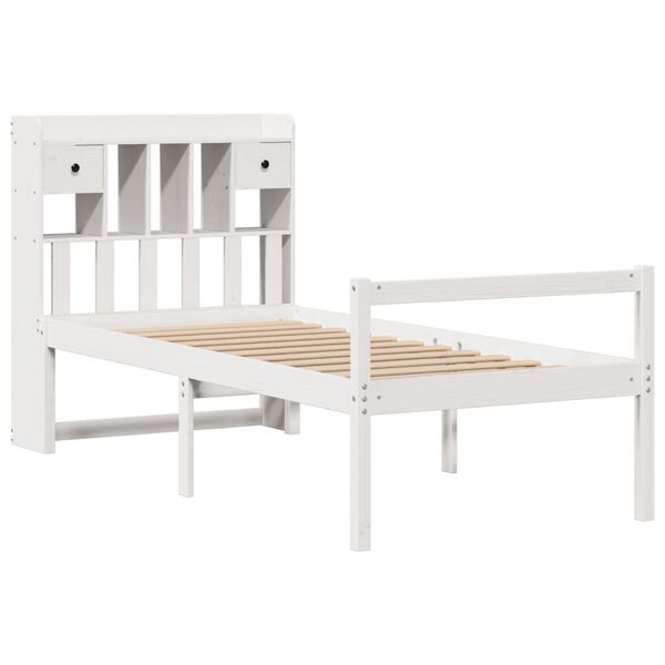 vidaXL Bookcase Bed without Mattress White 75x190 cm Small Single Solid Wood Pine