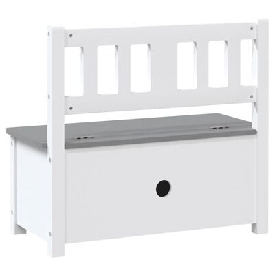 vidaXL Children Storage Bench White and Grey 60x30x55 cm MDF