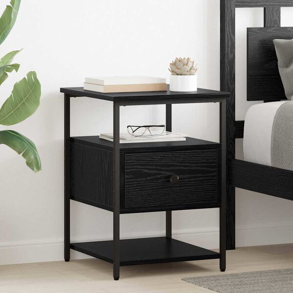 vidaXL Bedside Cabinet 2 pcs Black Oak 40 x 42 x 56 cm Engineered Wood