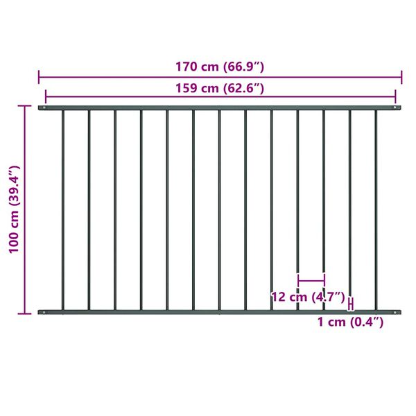 vidaXL Fence Panel Woerden Powder-coated Steel 1.7x1 m Anthracite
