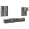 vidaXL 7 Piece TV Wall Cabinet Set with LED Lights Grey Sonoma