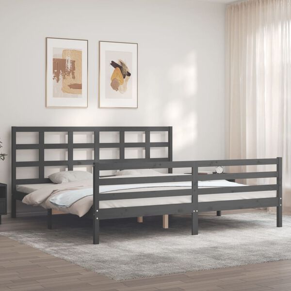 vidaXL Bed Frame without Mattress Grey 200x200 cm Solid Wood