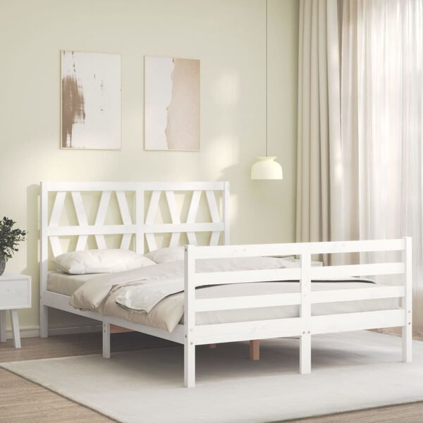 vidaXL Bed Frame without Mattress White 120x200 cm Solid Wood